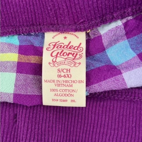 Faded Glory Purple Blue Striped Shorts Size Small (6/6x) Girl’s - Picture 2 of 4